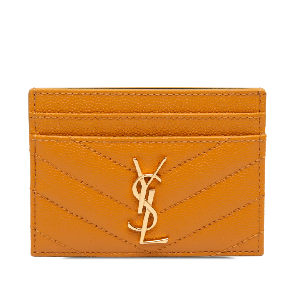 Pre-Loved Saint Laurent Chevron Grain de Poudre Cassandre Card Holder